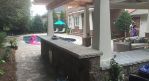 Outdoor Kitchen Bar Covered by Pergola